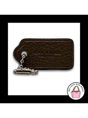 COACH HANG TAG 1.5" Bag Charm Keychain Fob New York Olive Green & Black Leather